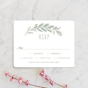 "Modern Wreath" - RSVP Cards in Sage by Hooray Creative - Front