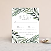 "Green leaf frame" - RSVP Cards in Limestone by Yaling Hou Suzuki - Front