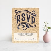 "Mosaic" - RSVP Cards in Navy by GeekInk Design - Front