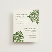 "Tropical Vows" - RSVP Cards in Jade by Chris Griffith - Front