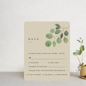 "Modern Leaves" - RSVP Cards in Smoked by Shannon Chen of Four Wet Feet Studio - Front