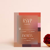 "Retro Grid" - RSVP Cards in Sunset by Simona Camp - Front