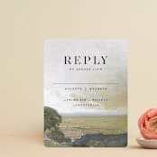 "Roman Landscape" - RSVP Cards in Moss by Olivia Kanaley Inman - Front