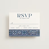 "Mediterranean Tiles" - RSVP Cards in Ocean by GeekInk Design - Front