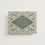 "Floral Diamond" - RSVP Online Enclosure Cards in Eucalyptus by Katharine Watson - Front