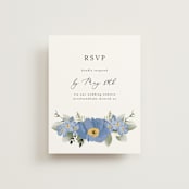 "Botanical Swag" - RSVP Online Enclosure Cards in Periwinkle by Susan Moyal - Front