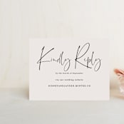 "stylist script" - RSVP Online Enclosure Cards in Ivory by Cass Loh - Front