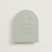 "Gilded Script" - RSVP Cards in Sage by Angela Thompson - Front