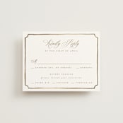"Monogram in Leaves" - RSVP Cards in Pearl by Leah Bisch - Front