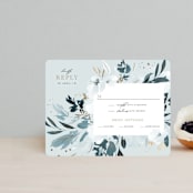 "Romance" - RSVP Cards in Neptune by Leah Bisch - Front