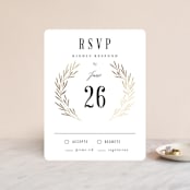 "Gilded Leaves" - RSVP Cards in Classic White by Kelly Schmidt - Front