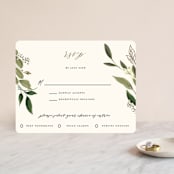 "Greenery Crown" - RSVP Cards in Midnight by Susan Moyal - Front