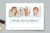 "Precious Name" - Birth Announcements in Baby Blue by Papermints - Front