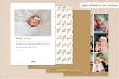 "Love Pair" - Birth Announcements in Mustard by Joanne James - Back of Card