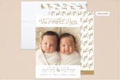 "Love Pair" - Birth Announcements in Mustard by Joanne James - Assembled