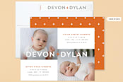 "Plus" - Birth Announcements in Tangerine by Olivia Raufman - Assembled