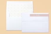 "Second Glance" - Birth Announcements in Peony by Carolyn MacLaren - Liner and Label