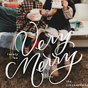 "Very Merry Lettering" - Retired Holiday Cards in Snow by Erin German - Close-Up