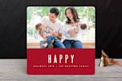 "We're Happy" - Retired Holiday Cards in Berry by Kate Grono - Front