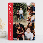 "Joyful Collage" - Retired Holiday Cards in Cranberry by Olivia Raufman - Front