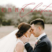 "Script for Merry" - Retired Holiday Cards in Crimson by Carolyn MacLaren - Close-Up