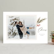 "Berry Sprig" - Retired Holiday Cards in Frosted Evergreen by Wildfield Paper Co - Front