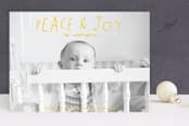 "Hand Lettered Peace and Joy" - Retired Holiday Cards in Canary by Half Pint Studio - Front