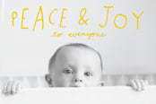 "Hand Lettered Peace and Joy" - Retired Holiday Cards in Canary by Half Pint Studio - Close-Up