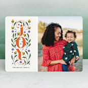 "Floral Joy" - Retired Holiday Cards in Pumpkin by Joanne James - Front