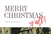 "Merry Christmas, y'all" - Retired Holiday Cards in salmon by Ann Gardner - Close-Up