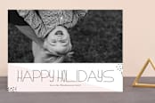 "Hipster Merry" - Retired Holiday Cards in Blush by chica design - Front
