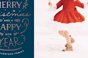 "Merry Christmas Happy Year" - Retired Holiday Cards in Midnight by Phrosné Barwood - Close-Up