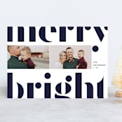 "Merry and bold" - Retired Holiday Cards in Navy by Anna Elder - Front
