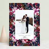 "Abundant Floral" - Retired Holiday Cards in Magenta by Phrosné Barwood - Front