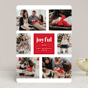 "Joyful Green Color Block" - Retired Holiday Cards in Poinsettia by Kelly Schmidt - Front