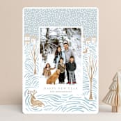"Winter landscape" - Retired Holiday Cards in Winter Blues by Hallie Fischer - Front