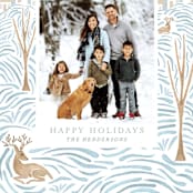 "Winter landscape" - Retired Holiday Cards in Winter Blues by Hallie Fischer - Close-Up