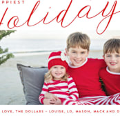 "Happy Holidays Stars" - Retired Holiday Cards in Cardinal by Erika Firm - Close-Up