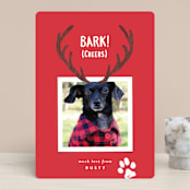 "Reindeer Ears" - Retired Holiday Cards in Berry by Hooray Creative - Front
