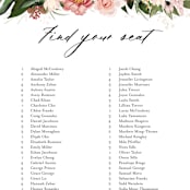 "Blossom" - Seating Chart in Blush by Susan Moyal - Close Up