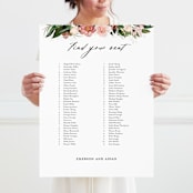 "Blossom" - Seating Chart in Blush by Susan Moyal - With Person for Scale