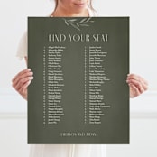 "Botanical Arches" - Seating Chart in Moss by Kelly Schmidt - With Person for Scale