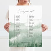 "Over the mountains" - Seating Chart in Fern by Helen Halik - With Person for Scale