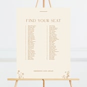 "Floral Type Arch" - Seating Chart in Cream by Baumbirdy - Front