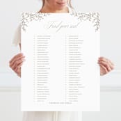 "Romantic Wreath" - Seating Chart in Chantilly by Wildfield Paper Co - With Person for Scale