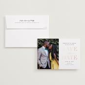 "Simply Striking" - Save the Dates in Gold Giltz by Stacey Meacham - Save the Date with Envelope