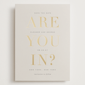 "are you in?" - Save the Dates in Taupe by Sara Hicks Malone - Front