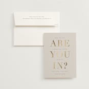 "are you in?" - Save the Dates in Taupe by Sara Hicks Malone - Save the Date with Envelope