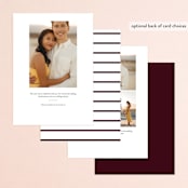 "Modern quality" - Save the Dates in Burgundy by Stacey Meacham - Back of Card Options