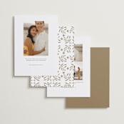 "Golden Botanical Frame" - Save the Dates in Biscotti by Susan Zinader - Back of Card Options